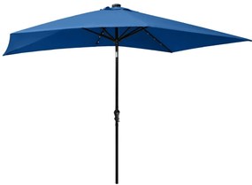 Guarda-sol de jardim c/ luzes LED/poste de aço 2x3 m azul ciano