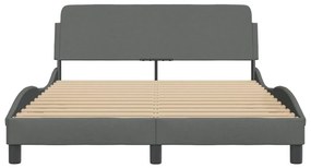 Estrutura de cama sem colchão 140x200 cm tecido cinzento-escuro