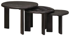 vidaXL Mesas de Café Empilháveis 3 pcs Branco Madeira de manga maciça