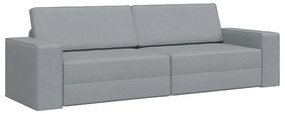 Sofá Cama de Chão 2 em 1 Cinza Claro 245x150x60.5 cm Tecido