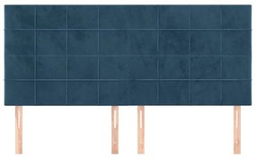 Cabeceira de cama 4 pcs veludo 90x5x78/88 cm azul-escuro