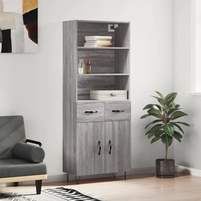 vidaXL Armário alto 69,5x34x180 cm derivados de madeira sonoma cinza