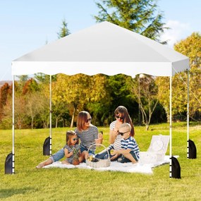 Tenda 300 x 300 x 266-286 cm Portátil com 8 Estacas, 4 Âncoras, 4 Cordas de Vento e 4 Sacos de Areia, eventos, festas Branca