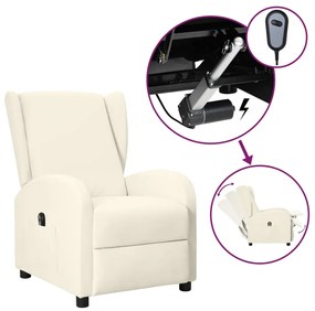 vidaXL Poltrona reclinável elétrica couro artificial cor creme
