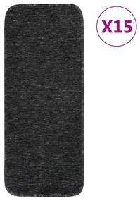 Tapetes antiderrapantes retang. escadas 15pcs 60x25cm antracite