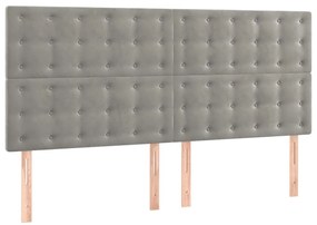 Cama com molas/colchão 160x200 cm veludo cinzento-claro