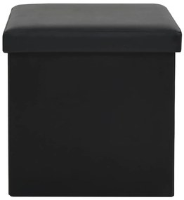 Bancos de arrumação dobráveis 2 pcs couro artificial preto