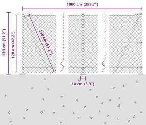 Conjunto de Postes de Cerca Prateado 10 x 1.2 m Aço Galvanizado