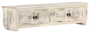 Móvel de TV 140x30x35 cm madeira de mangueira maciça branco