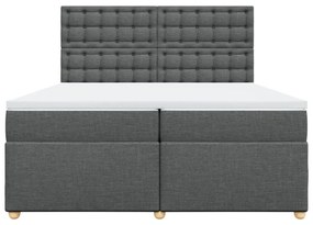Cama com molas/colchão 200x200 cm tecido cinzento-escuro