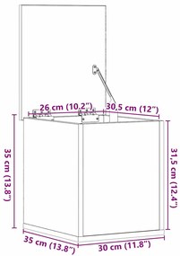 Caixa de Armazenamento vidaXL com Tampa Madeira Antiga 30x35x35 cm Mad