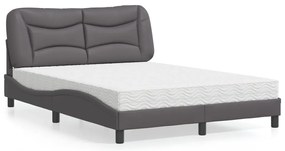 Cama com colchão 120x200 cm couro artificial cinzento