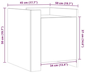 Mesa cabeceira 45x50x50 cm derivados de madeira cinzento sonoma