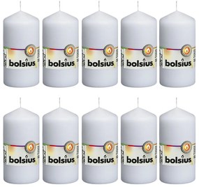 Bolsius Velas cilíndricas 10 pcs 120x58 mm branco