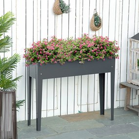 Floreira com pés 100 x 30 x 80 cm, para horta, com orifício de drenagem, em aço galvanizado, ,cinzenta