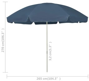 Guarda-sol de praia 300 cm azul