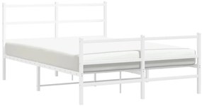 Estrutura de cama com cabeceira e pés 140x200 cm metal branco