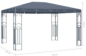 Gazebo com cordões de luzes LED 400x300 cm antracite