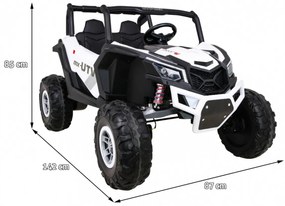 Buggy elétrico para Crianças 24V 4x4 2 Lugares UTV-MX Rodas de EVA, Assento de couro Branco