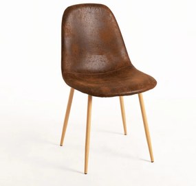 Cadeira Teok Couro Sintético - Marrom Vintage