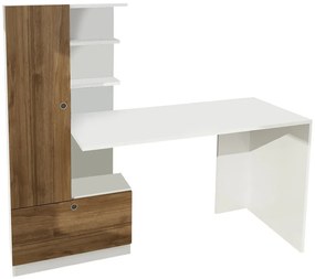 Secretária Domingos – Branco Nogueira – 149,5x120x61,8 cm | Tribo Home