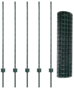 Cerca Euro com 5 Postes U Verde 1,2x10 m Aço