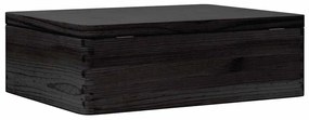 Caixa de madeira tampa preta 40x30x13 cm pinho madeira maciça