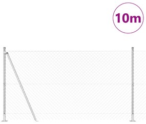 Cerca de Cadeia com 7 Postes Flangeados 1.2x10 m Aço Galvanizado