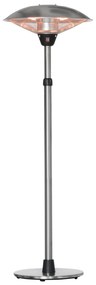 Outsunny Aquecedor de Jardim Elétrico 3000W Aquecedor Infravermelho com 3 Níveis de Aquecimento Altura Ajustável Proteção IP44 para Terraço Pátio Ø58,5x160-200cm Prata