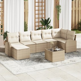 Conjunto de Sofás de Jardim vidaXL de 8 Peças com Almofadas Marrons Vime Poly
