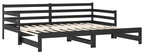 Estrutura sofá-cama de puxar 2x(90x200) cm pinho maciço preto