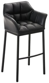 Banco de bar Damaso em couro sintético com estrutura preta 64 x 110 x 48 cm Preto