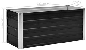 Canteiro elevado jardim aço galvanizado 100x40x45 cm antracite