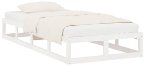 Estrutura de cama 90x200 cm madeira maciça branco