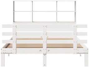 Cama com estante sem colchão 140x200 cm pinho maciço branco