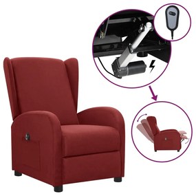 vidaXL Poltrona elétrica reclinável tecido vermelho tinto