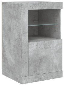Aparador com luzes LED 142,5x37x67 cm cinzento cimento