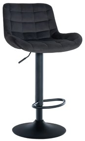 Banco de bar Tover em veludo e com estrutura preta 48 x 81-105 x 54 cm Preto