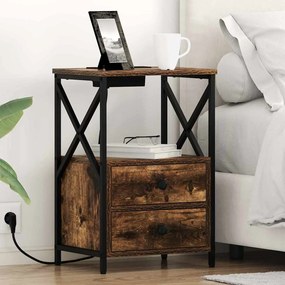 vidaXL Armário de Cabeceira 2 pcs Carvalho Defumado 40 x 31 x 60 cm