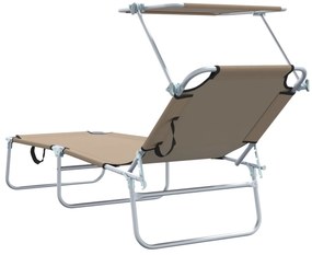 Espreguiçadeiras Dobráveis 2 pcs com Teto Taupe 600D Oxford Fabric