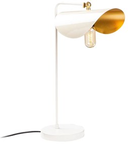 Candeeiro de Mesa Sivani – Branco e Dourado – 17 x 35 cm