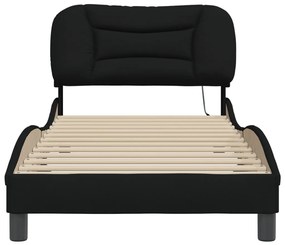 Estrutura de cama com LED sem colchão 90x190 cm tecido preto