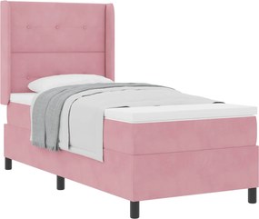 vidaXL Cama Box com colchão com cabeceira Rosa 80 x 200 cm Veludo