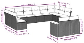 14 pcs conj. sofás jardim c/ almofadões vime PE bege misturado