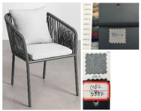 Pacote De 4 Cadeiras De Jardim Arhiza Classic Com Braços De Alumínio E Corda Trançada Cinza Grafito - Sklum
