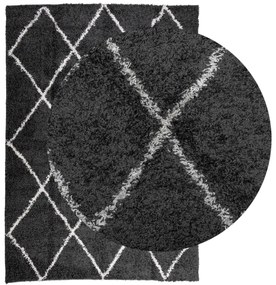 Tapete shaggy de pelo alto PAMPLONA 160x230 cm preto e creme