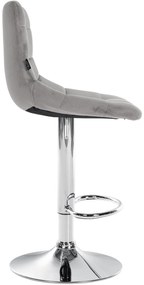 Conjunto de 2 bancos de bar Jerry em veludo com estrutura cromada 87-108,5 x 43 x 46,5 cm Cinzento