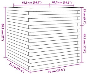 Vaso/floreira de jardim 70x70x68,5 cm pinho maciço branco