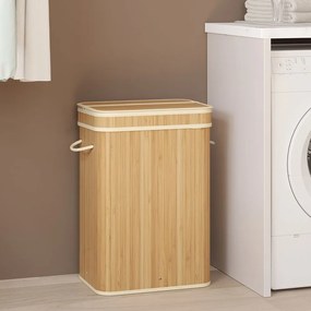 Cesto para roupa suja em bambu de 31,5 x 42,5 x 61 cm bege