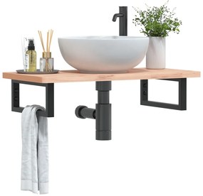 vidaXL Suportes de prateleira p/ lavatório 2 pcs aço retangular preto